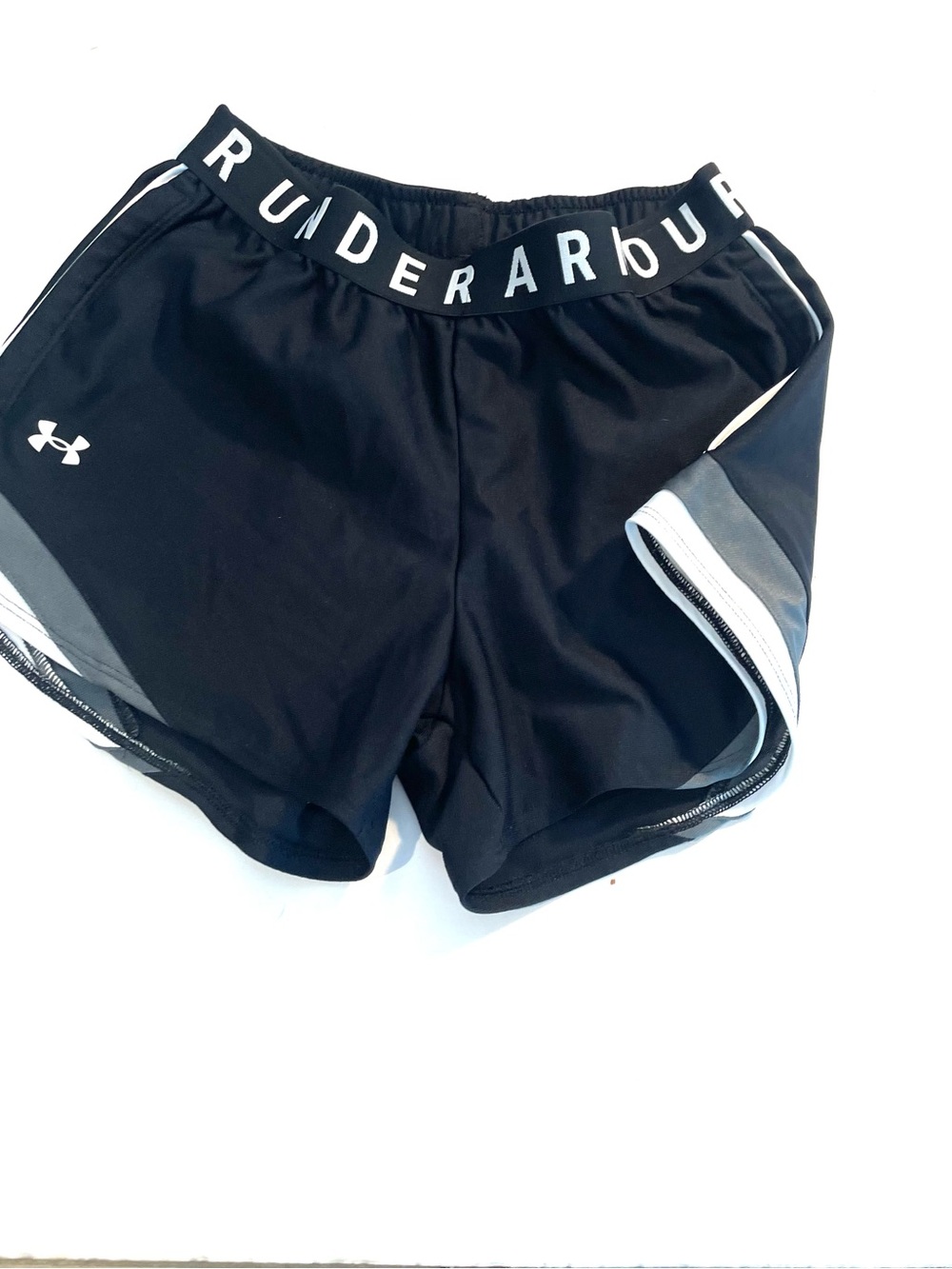 Under Armour Black Athletic Running Shorts with White Trim